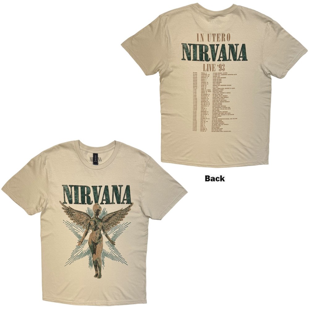 Nirvana - Angel Vintage Heren Tshirt - Creme
